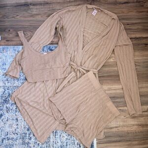 Victorias Secret - 3-Peice Lightweight Robe, Bralette, and Boxer Short Set